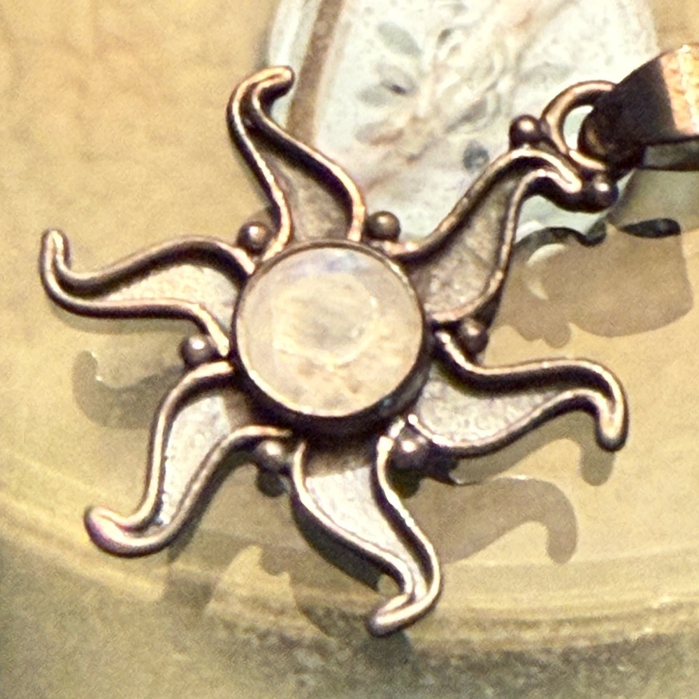 Sunburst Moonstone Pendant in Sterling Silver